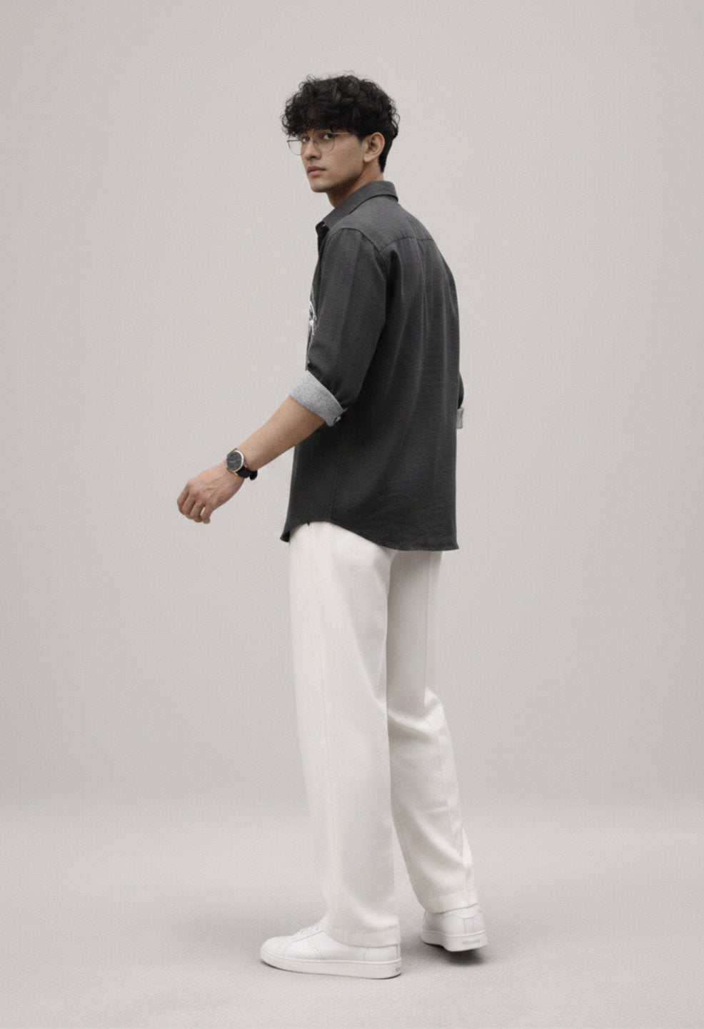 Black Regal Tiger Linen Shirt