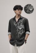 Black Regal Tiger Linen Shirt