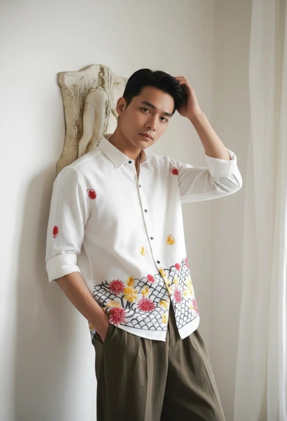 Blossom Wave Cotton Shirt