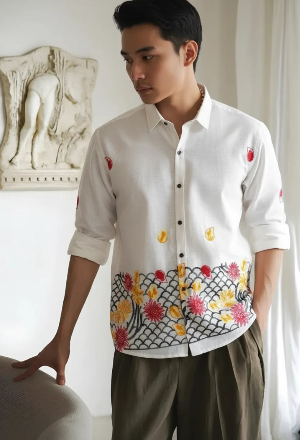 Blossom Wave Cotton Shirt