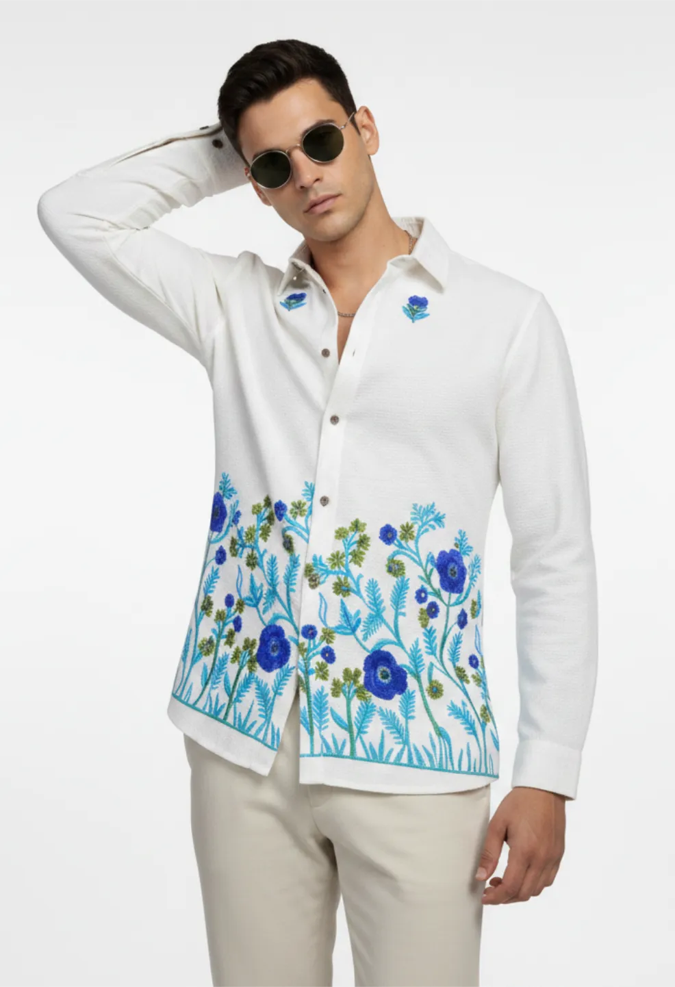 Blue Garden 100% Cotton Shirt