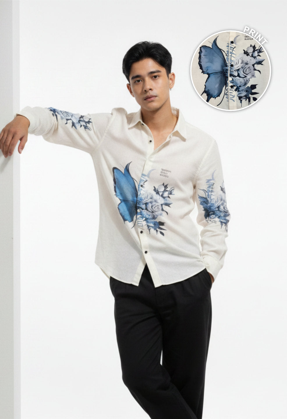 Butterfly Crest 100% Linen Shirt