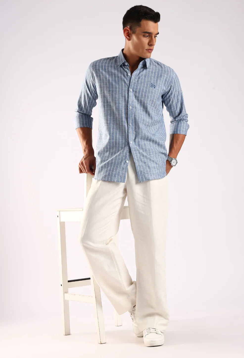 Classic Blue Linen Cotton Shirt