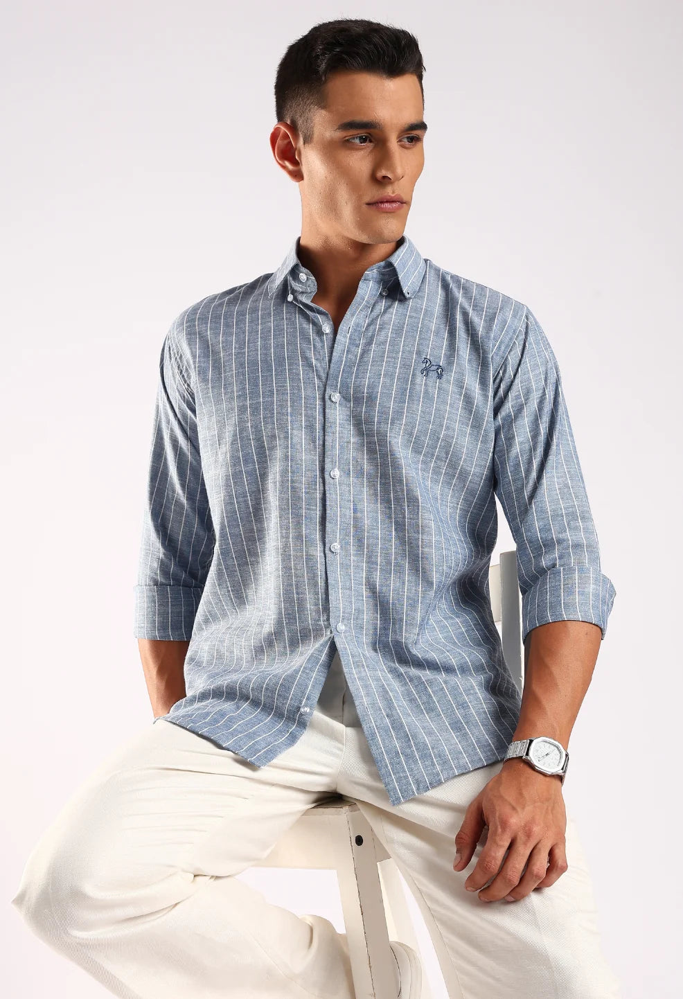 Classic Blue Linen Cotton Shirt