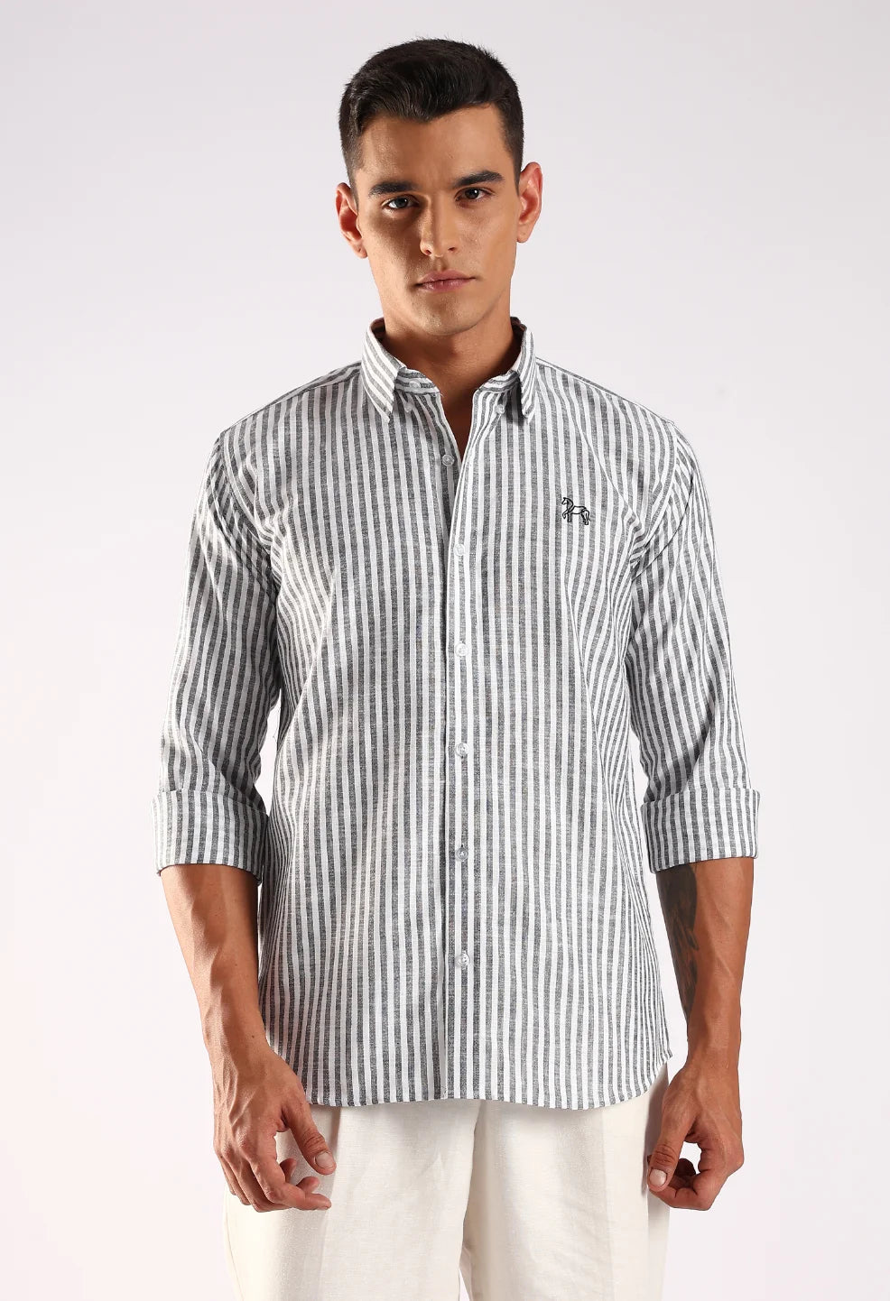 Classic Grey Linen Cotton Shirt