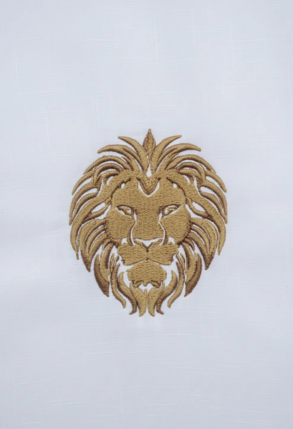 Lion King Embroidery Formal White Shirt