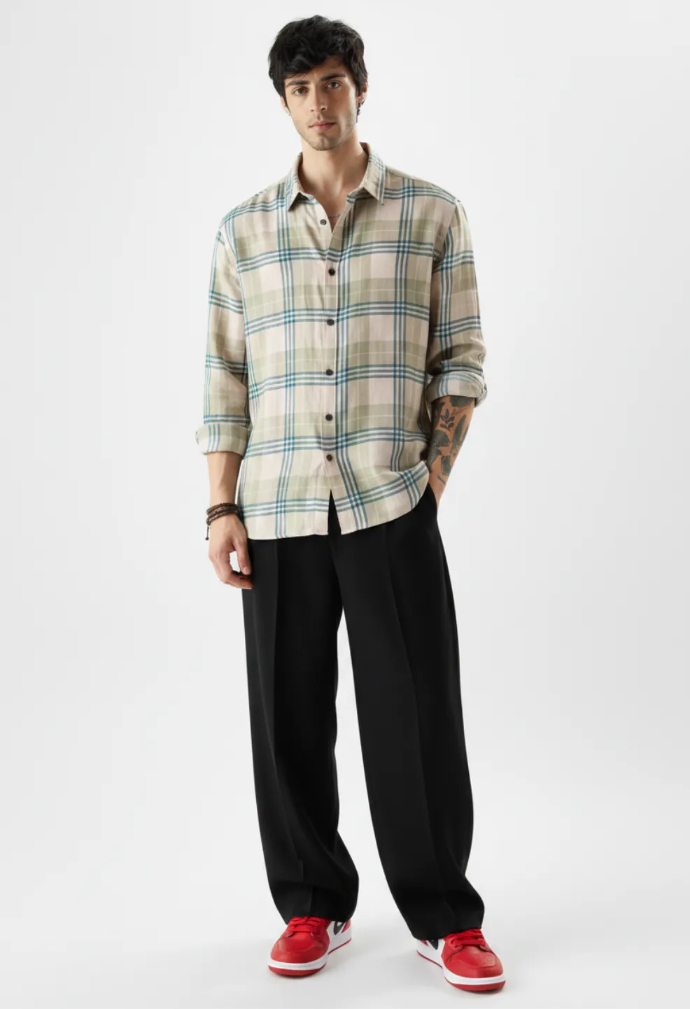Monaco Grid 100% Linen Shirt