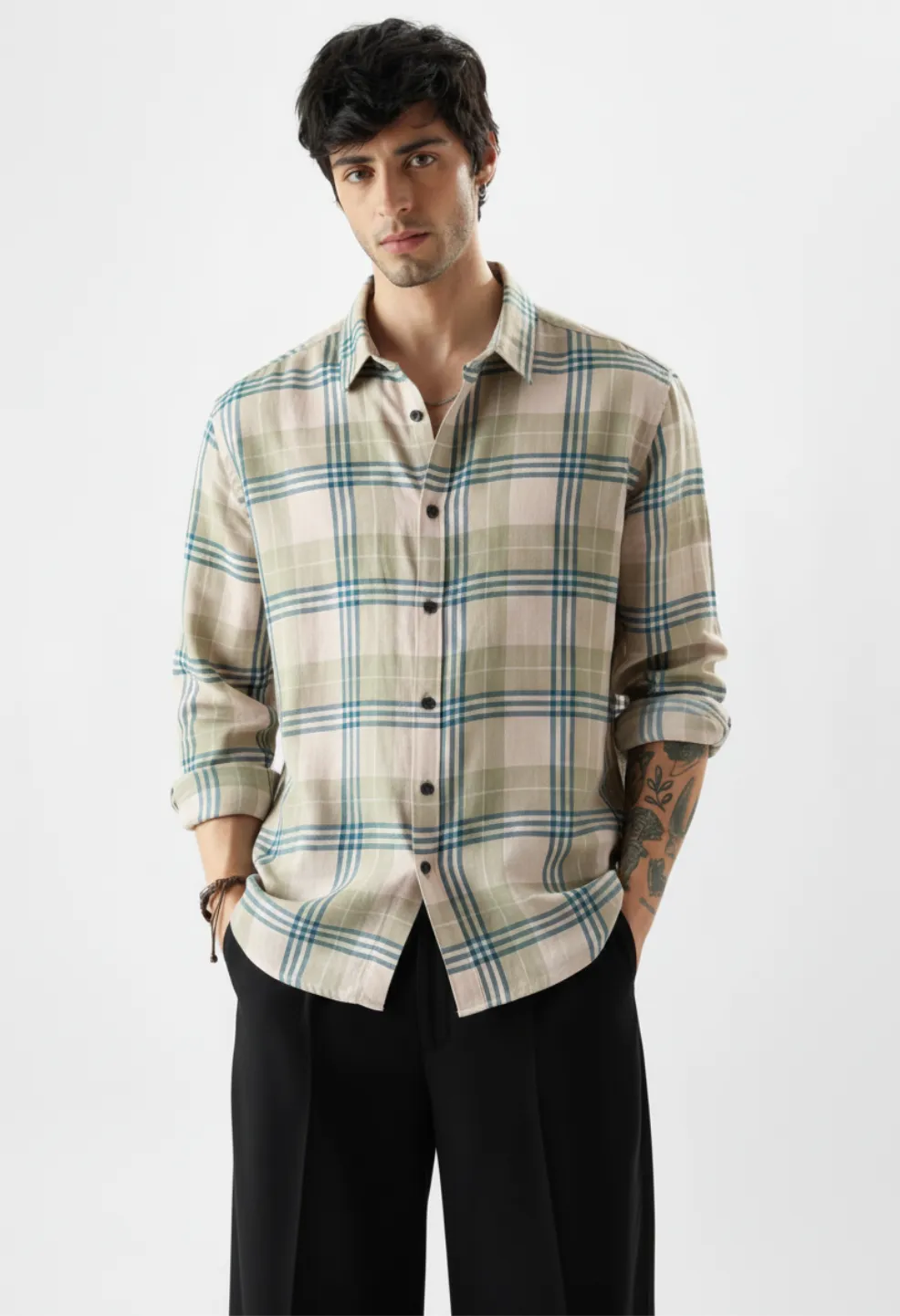 Monaco Grid 100% Linen Shirt