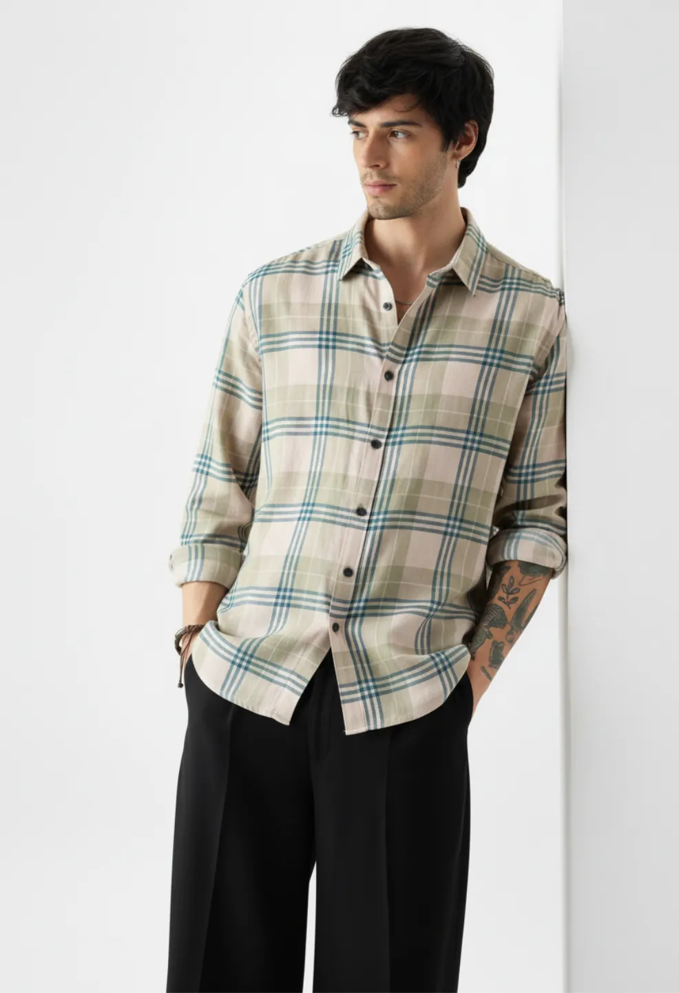 Monaco Grid 100% Linen Shirt