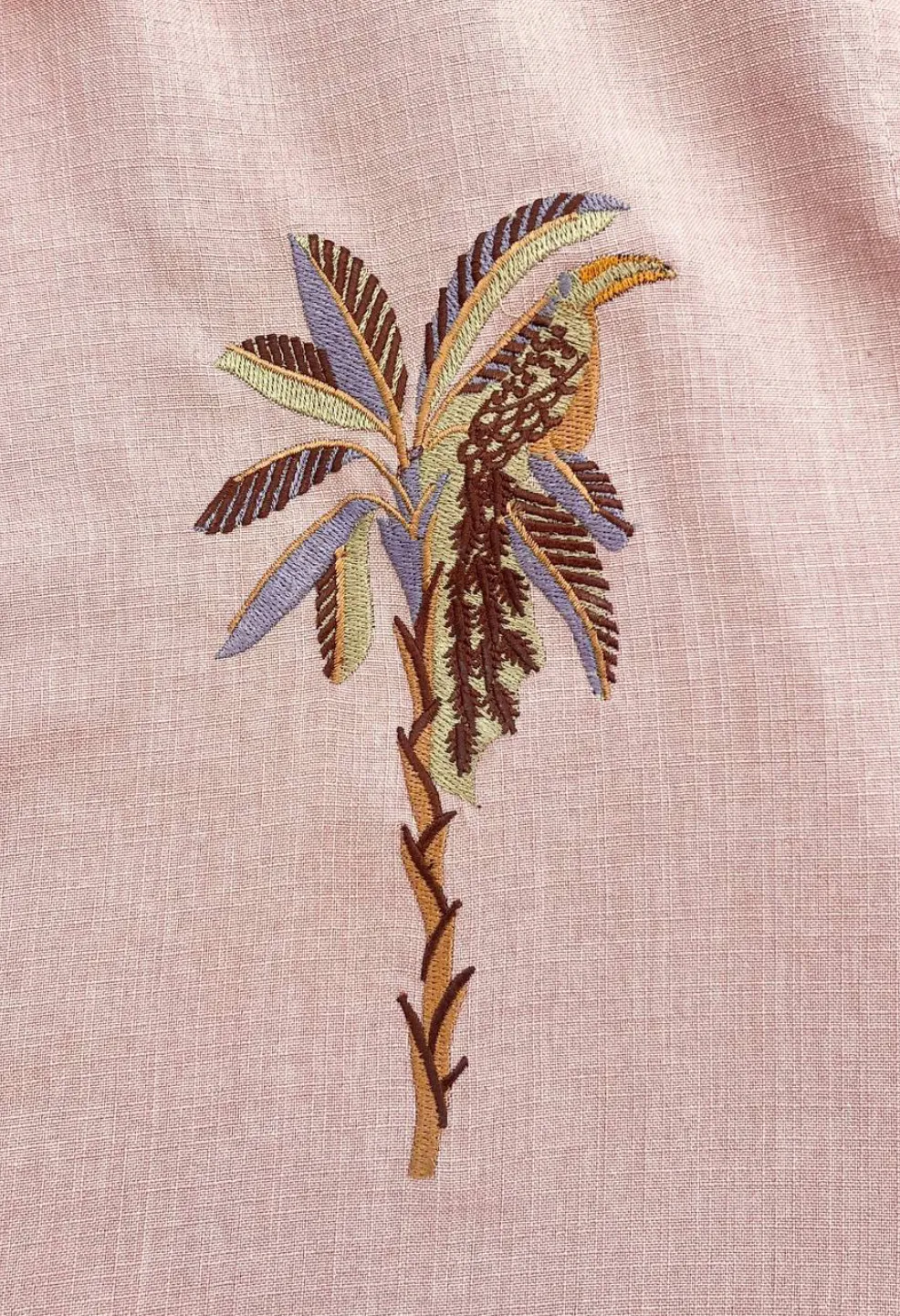 Monaco Palm Peach Embroidered Shirt
