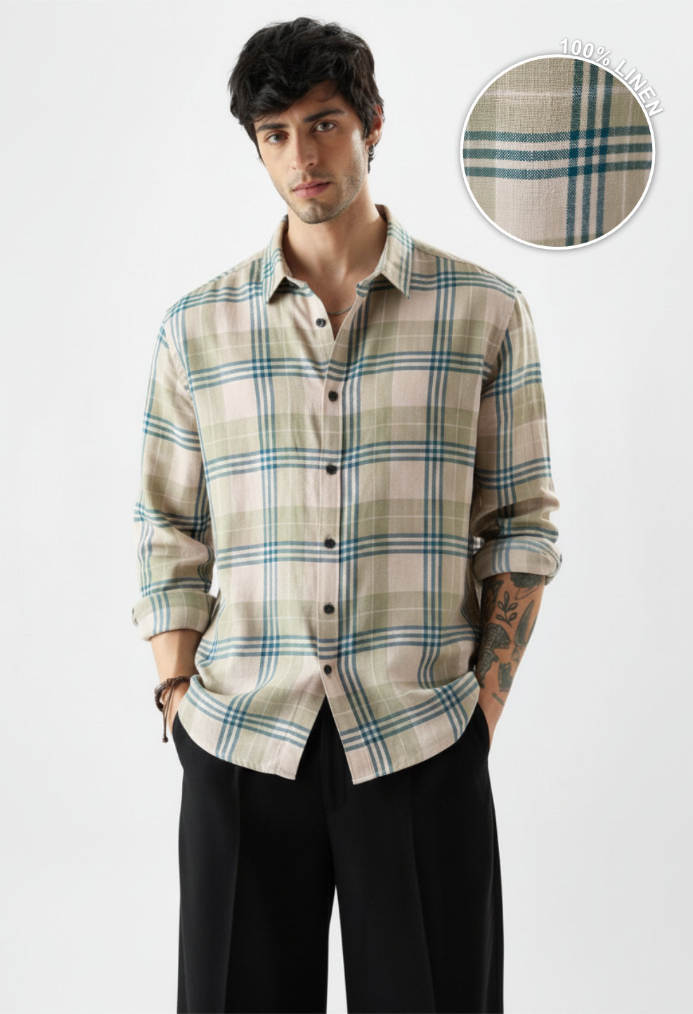Monaco Grid 100% Linen Shirt