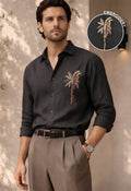Monaco Palm Black Embroidered Shirt
