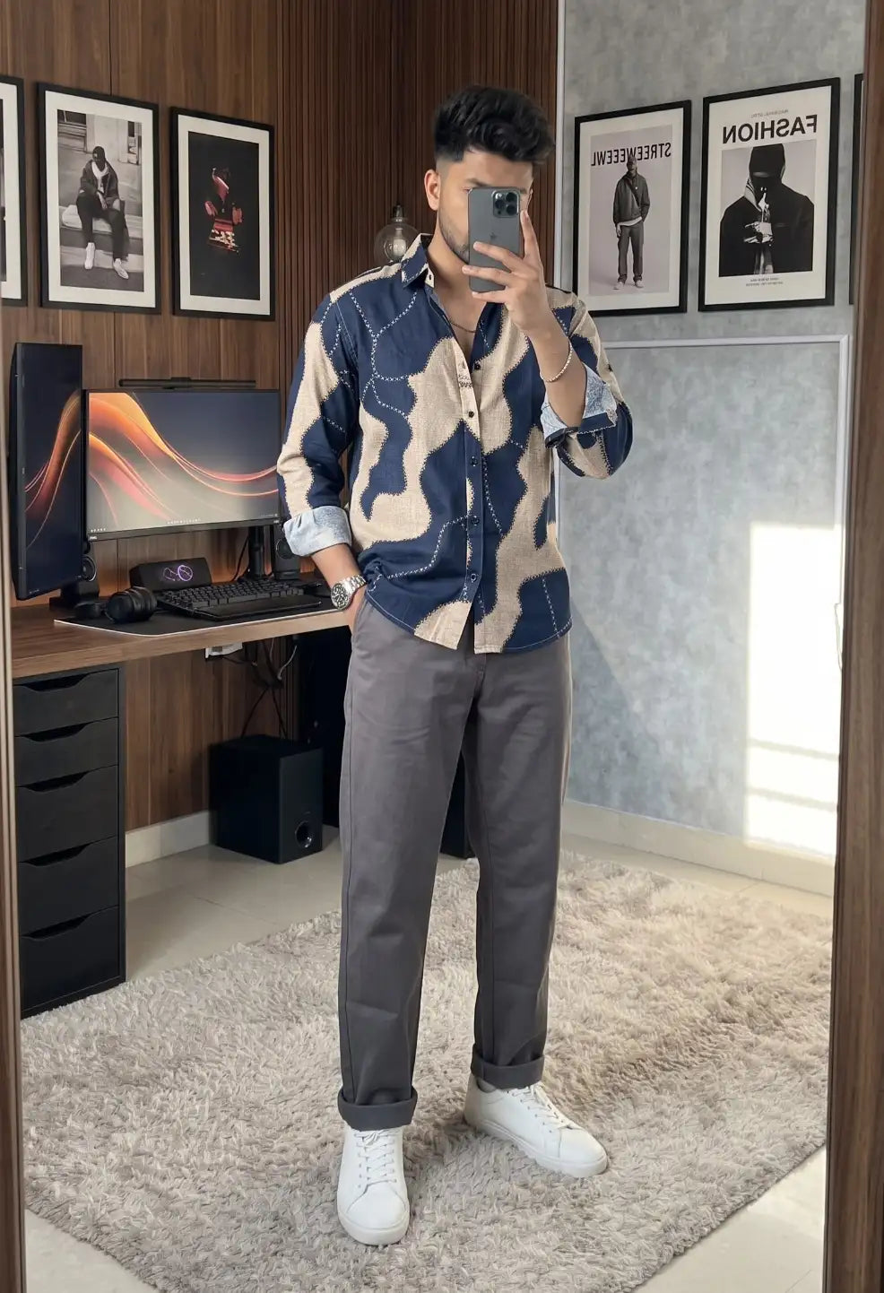 Navy Artisan Patch Shirt