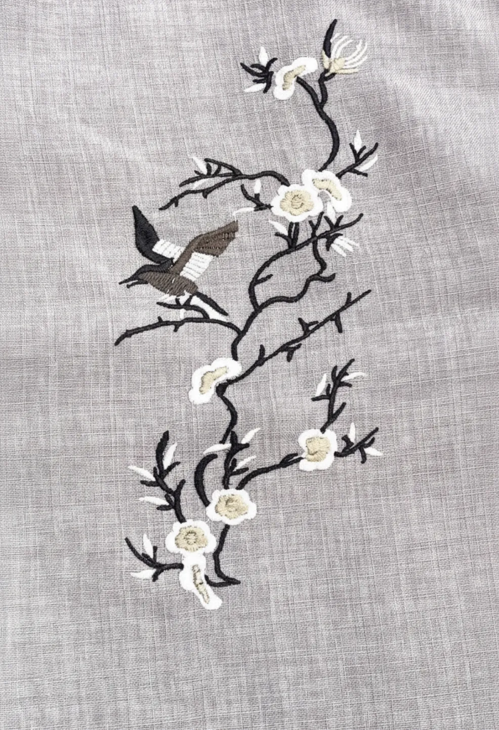 Sparrow Bloom Embroidery Grey Shirt