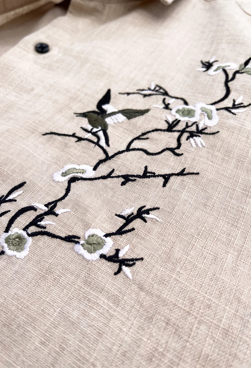 Sparrow Bloom Embroidery Peach Shirt