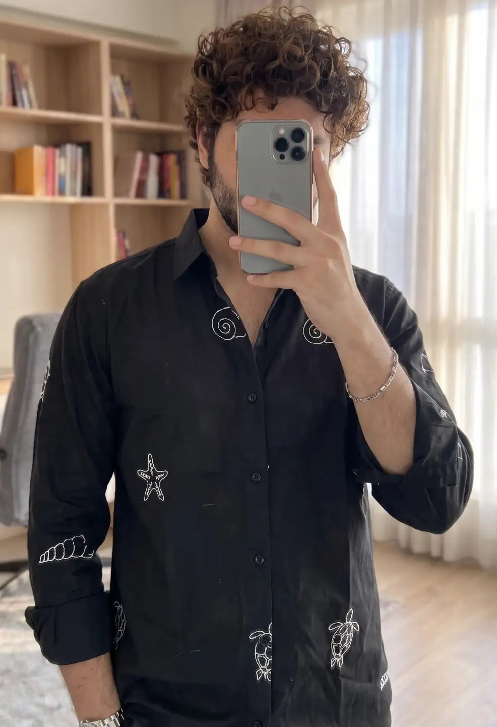 Spring Embroidery Black Shirt
