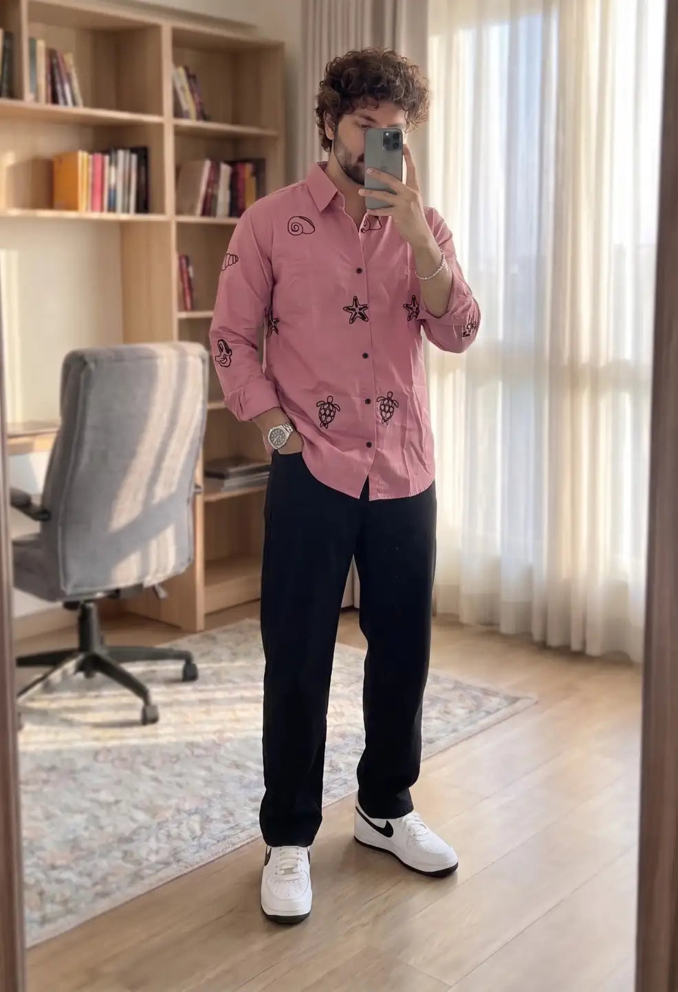 Spring Embroidery Pink Shirt