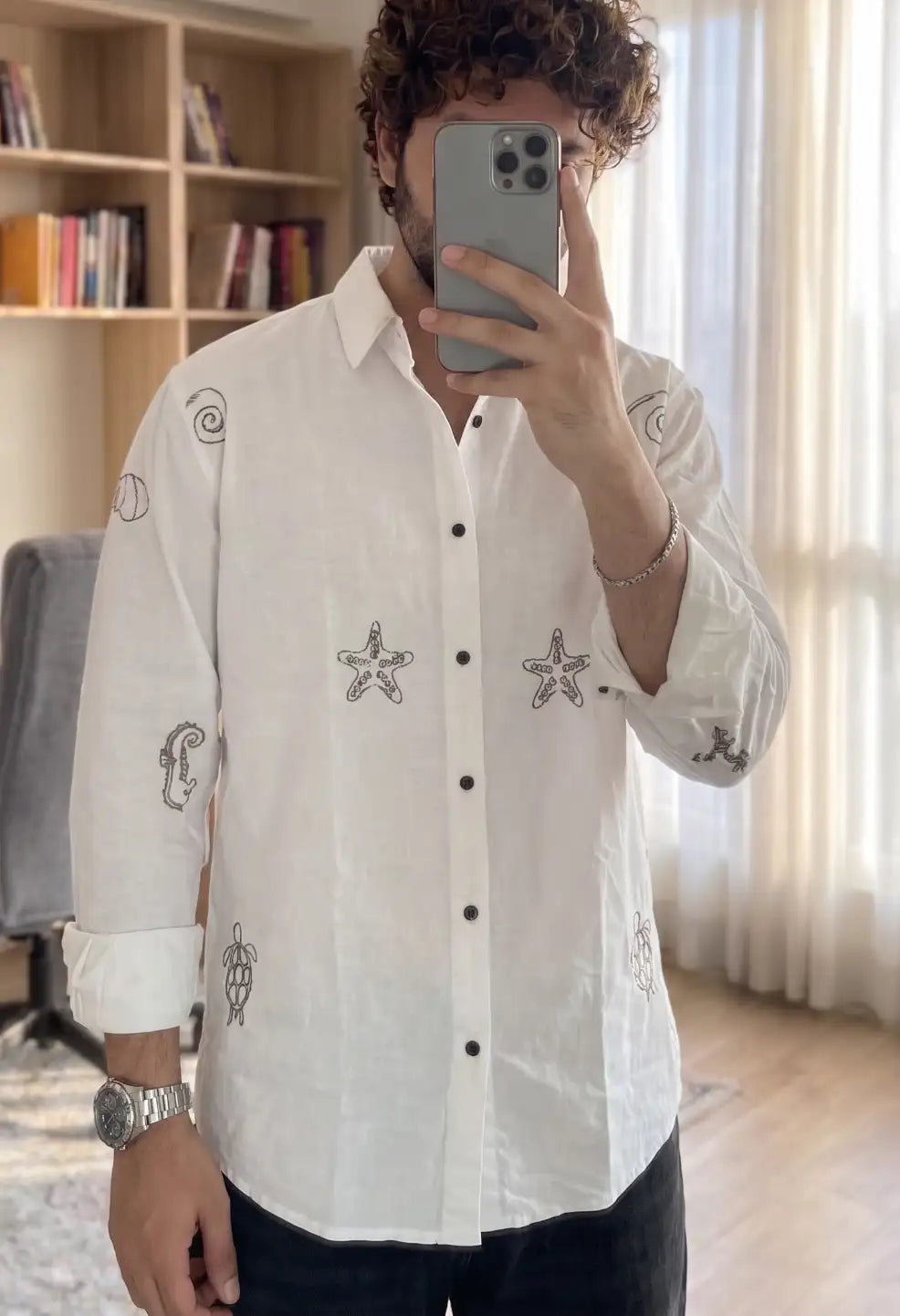 Spring Embroidery White Shirt