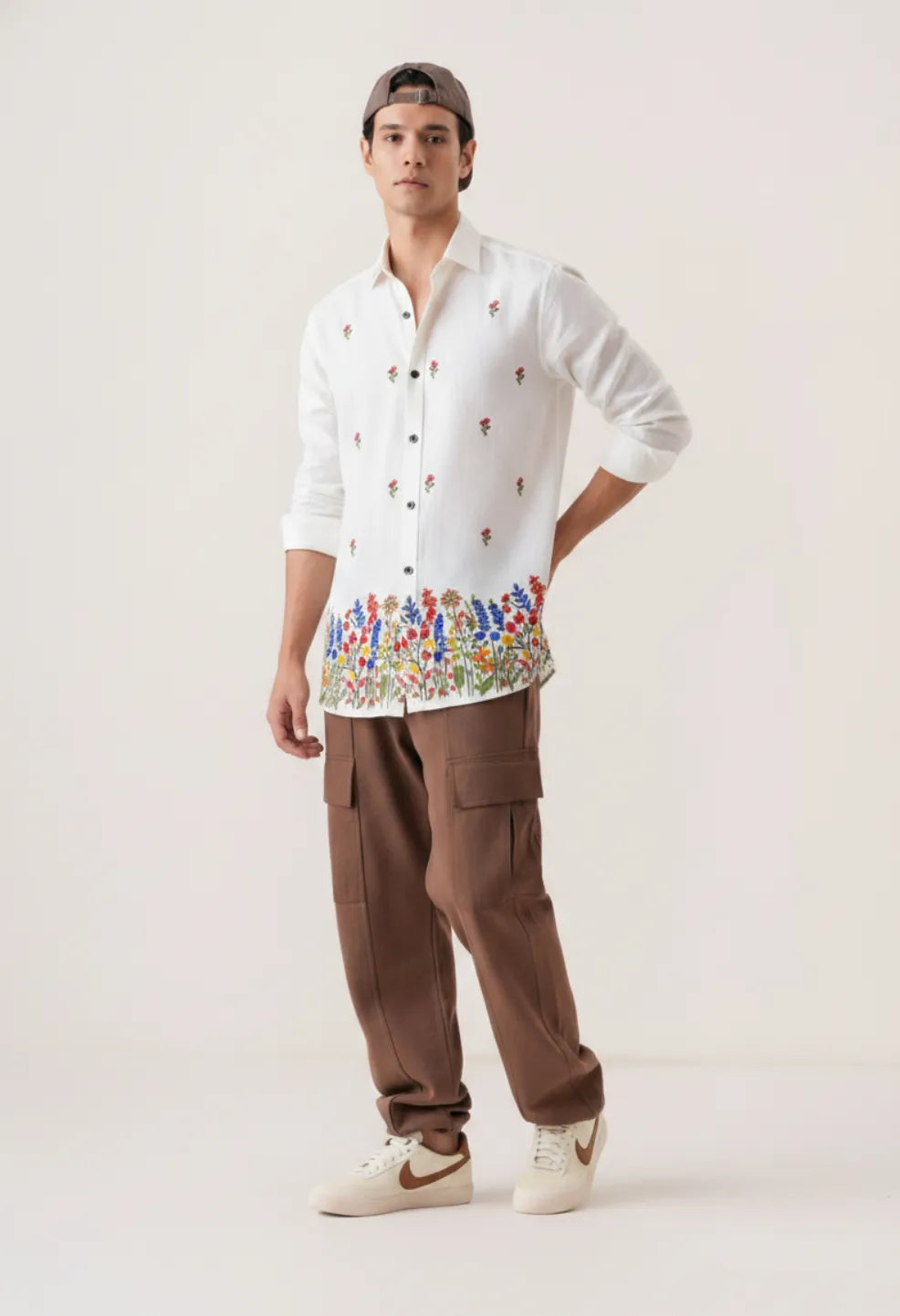 Wildflower Embroidery Pure Cotton Shirt