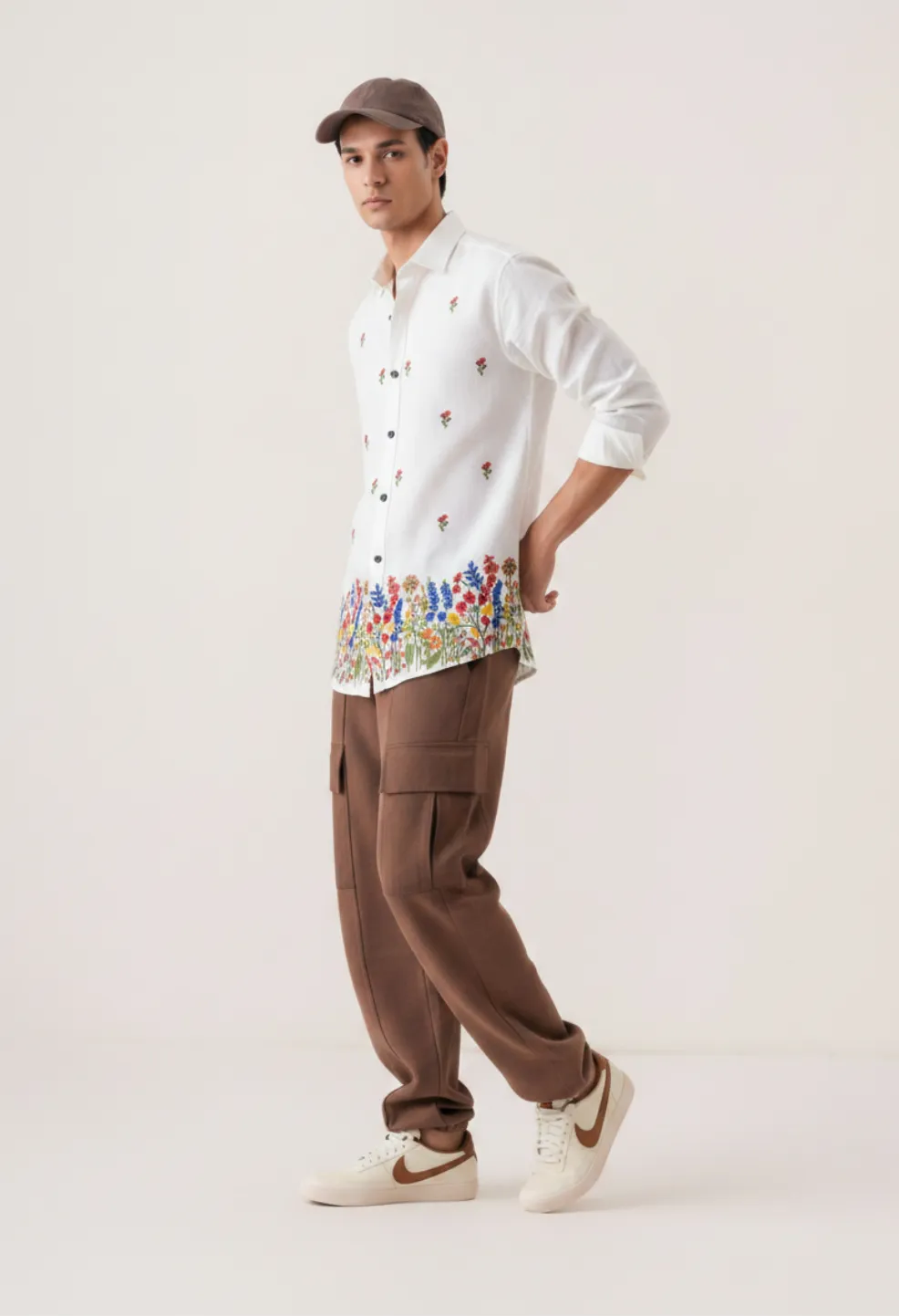Wildflower Embroidery Pure Cotton Shirt