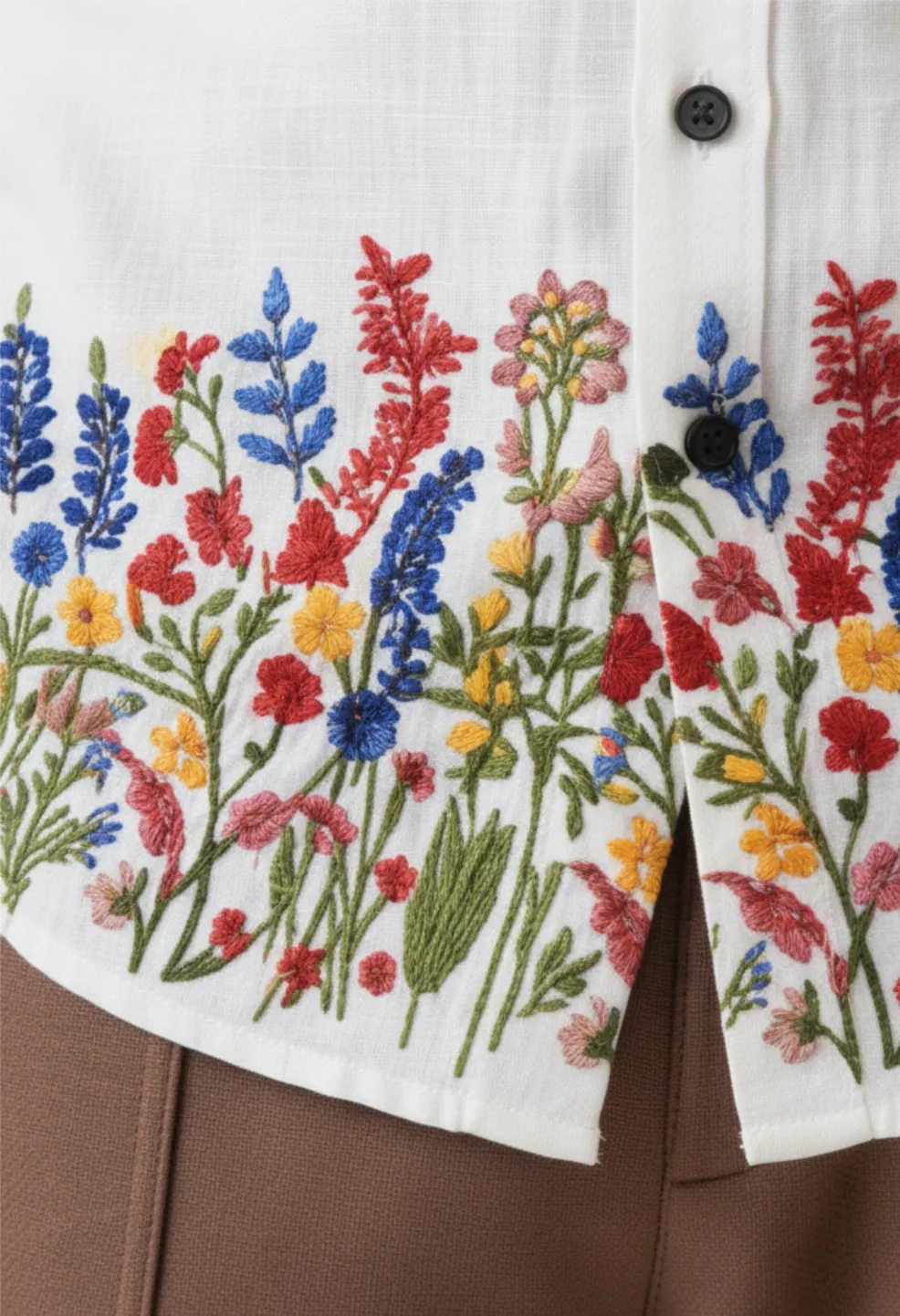 Wildflower Embroidery Pure Cotton Shirt